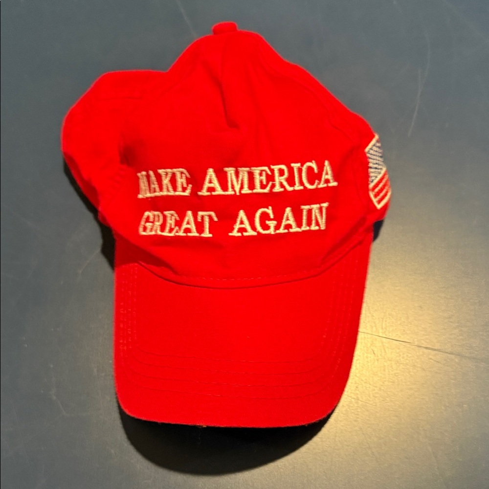 Red Embroidered Slogan Cap